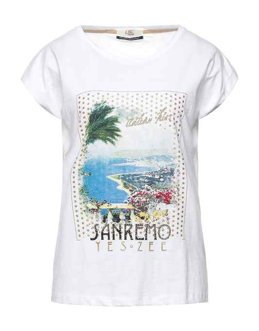 White Cotton Women T-Shirt