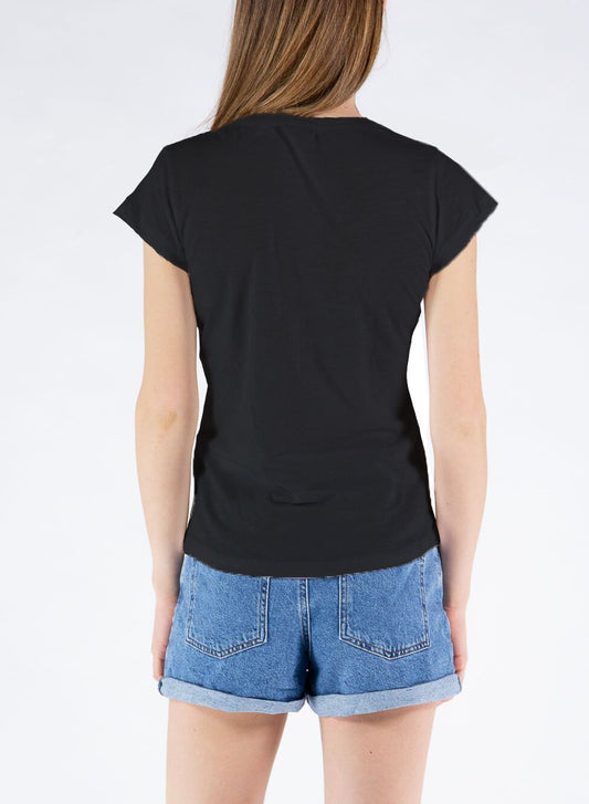 Black Cotton Women T-Shirt