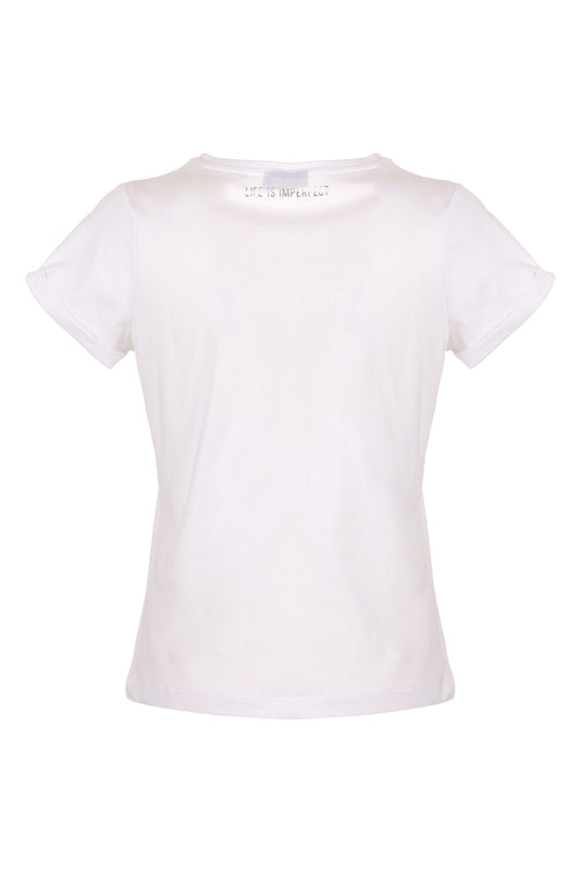 White Cotton Women T-Shirt