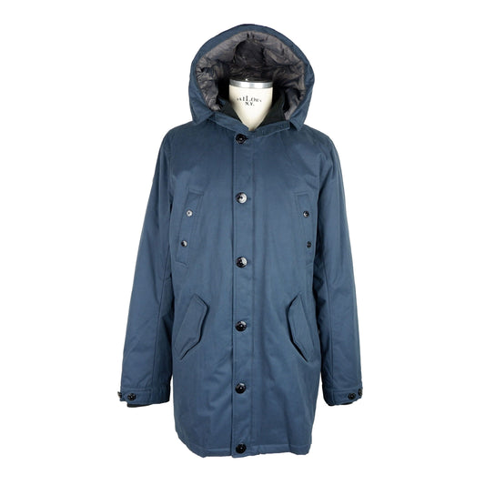 Blue Cotton Men's Parka Jacket