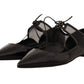 Elegant Pointed Toe Lace-Up Ballerina Flats