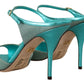 Aqua Blue Glitter Heels Sandals
