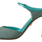 Aqua Blue Glitter Heels Sandals
