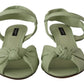 Elegant Aqua Green Ankle Strap Crystal Sandals