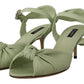 Elegant Aqua Green Ankle Strap Crystal Sandals