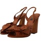 Elegant Brown Ankle Strap Heels with Bow Detail