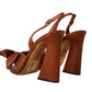Elegant Brown Ankle Strap Heels with Bow Detail
