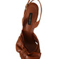 Elegant Brown Ankle Strap Heels with Bow Detail