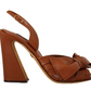 Elegant Brown Ankle Strap Heels with Bow Detail