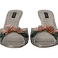Elegant Silver Floral Kitten Heel Sandals