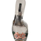 Elegant Silver Floral Kitten Heel Sandals
