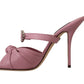 Elegant Pink Crystal Heeled Sandals