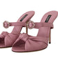 Elegant Pink Crystal Heeled Sandals