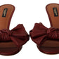 Elegant Bow Applique Leather Heeled Sandals