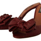 Elegant Bow Applique Leather Heeled Sandals