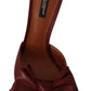 Elegant Bow Applique Leather Heeled Sandals