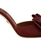 Elegant Bow Applique Leather Heeled Sandals