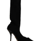 Elegant Stretch Socks Boots in Black