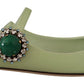 Emerald Crystal Embellished Leather Slides