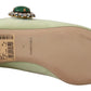 Emerald Crystal Embellished Leather Slides