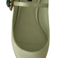 Emerald Crystal Embellished Leather Slides