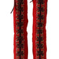 Red Lace-Up Knee High Leather Boots