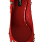 Radiant Red Patent Leather Pumps with Stud Accents
