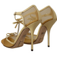Elegant Yellow Mesh Heels For Special Occasions
