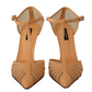 Elegant Peach T-Strap Heels Pumps