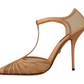 Elegant Peach T-Strap Heels Pumps