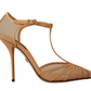 Elegant Peach T-Strap Heels Pumps