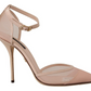 Elegant Pink Leather Heels Pumps