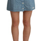 Chic High Waist Blue A-Line Mini Skirt