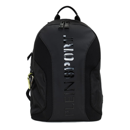 Black Polyester Men Backpack