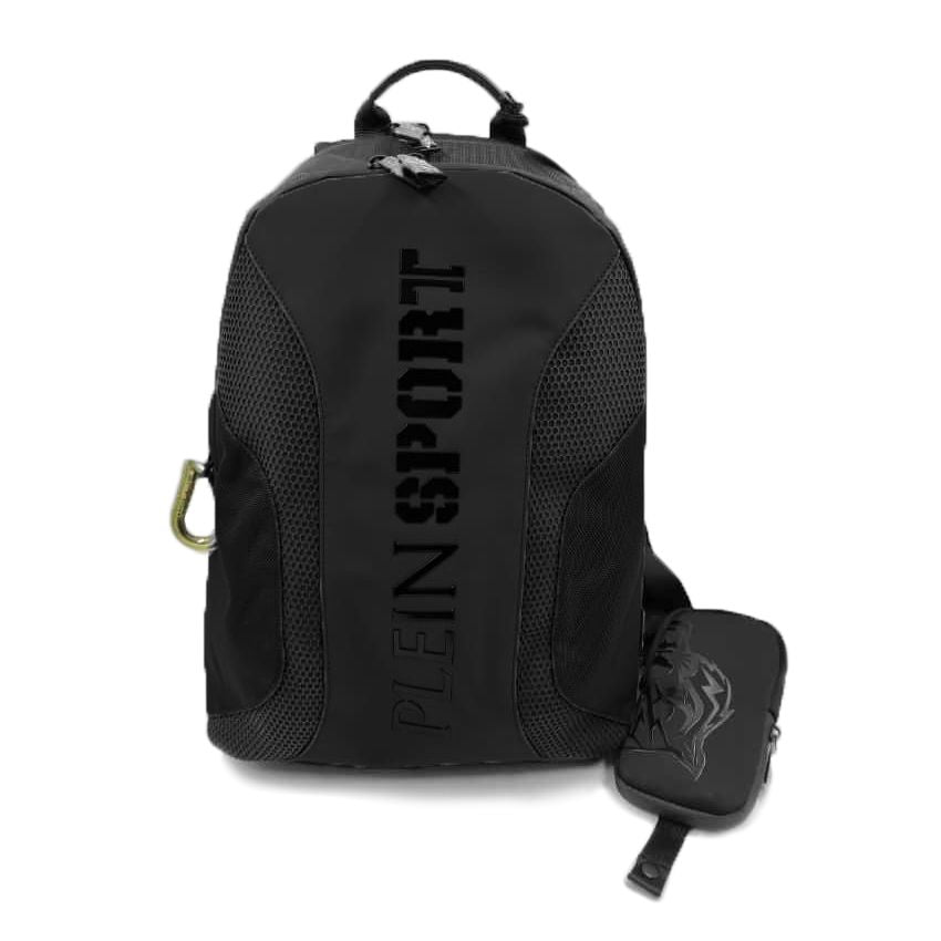 Black Polyester Men Backpack