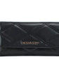 Jet Set Travel Large Black Quilted Vegan Leather Trifold Wallet