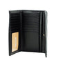 Jet Set Travel Large Black Quilted Vegan Leather Trifold Wallet