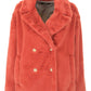 Elegant Red Faux Fur Jacket with Button Closure