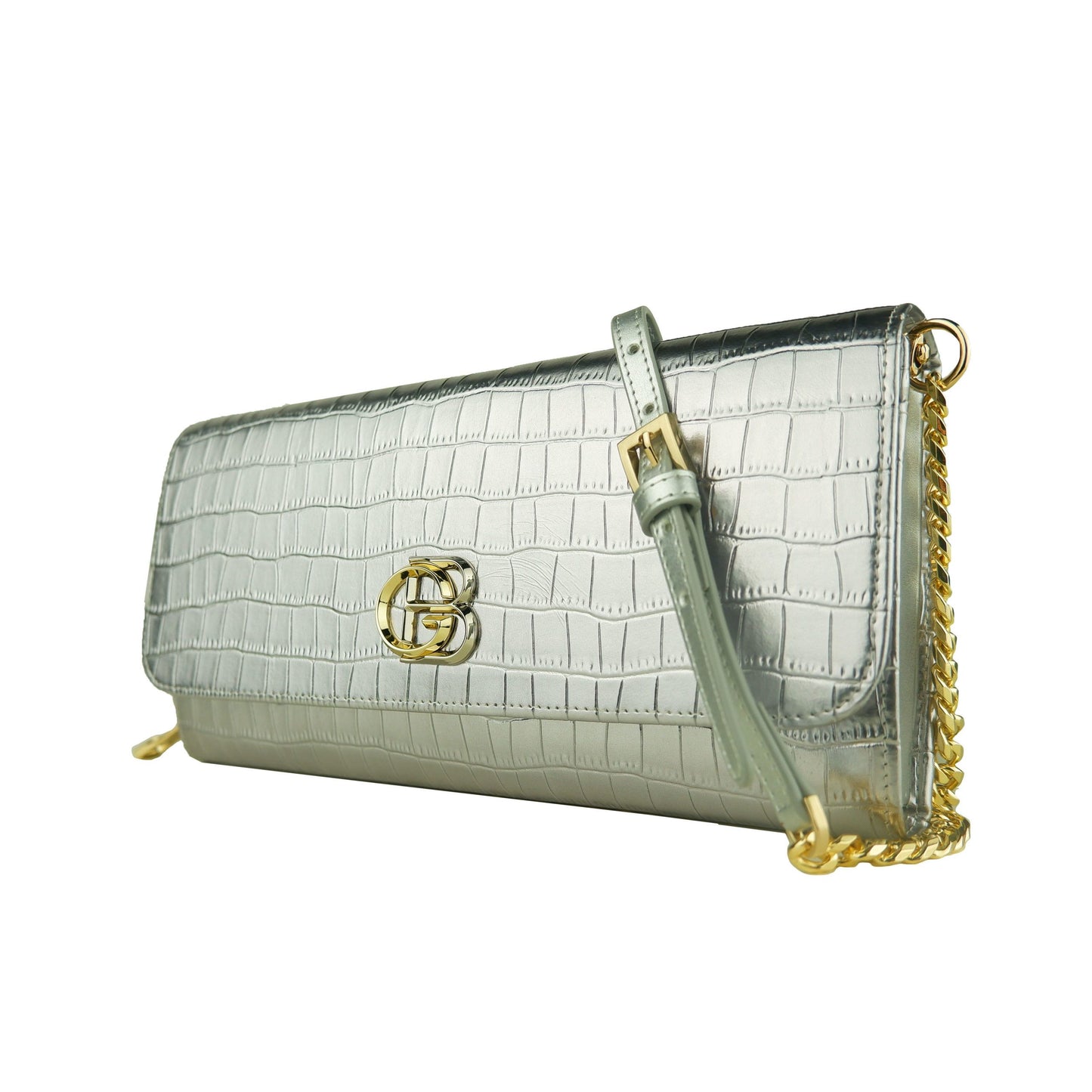 Elegant Silver Calf Leather Crossbody Bag