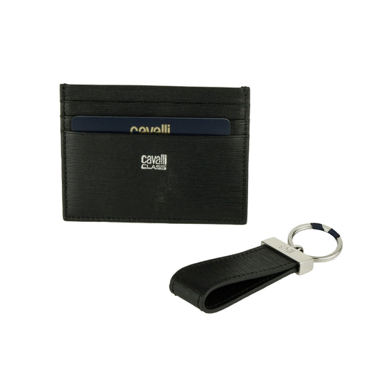 Black Calfskin Men Keychain