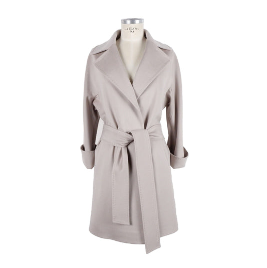 Beige Virgin Wool Women Coat