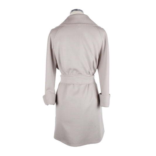 Beige Virgin Wool Women Coat