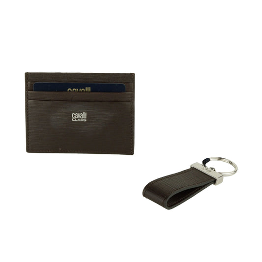 Brown Calfskin Men Keychain