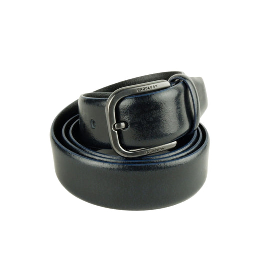 Blue Leather Men Belt
