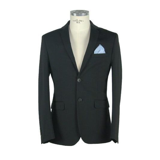 Black Cotton Men Blazer