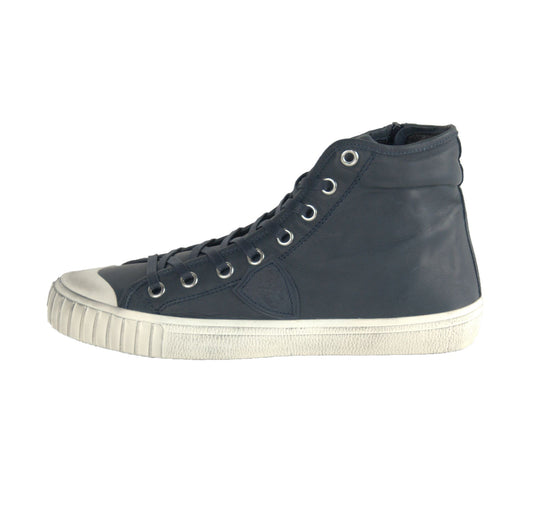 Blue Leather Men Sneaker