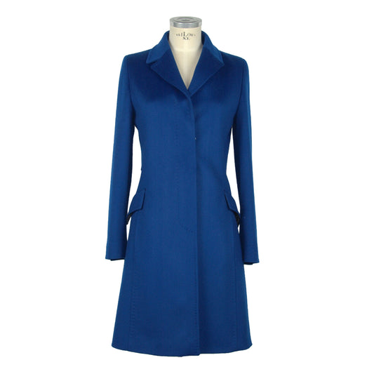 Blue Virgin Wool Women Coat