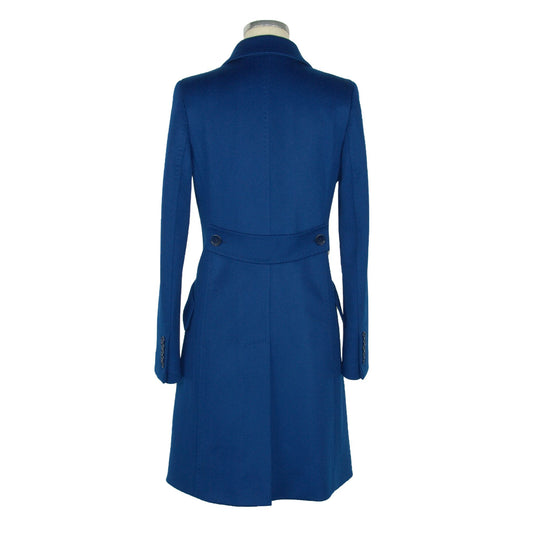 Blue Virgin Wool Women Coat