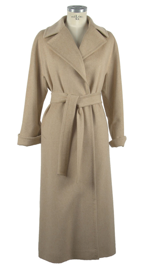 Brown Virgin Wool Women Coat
