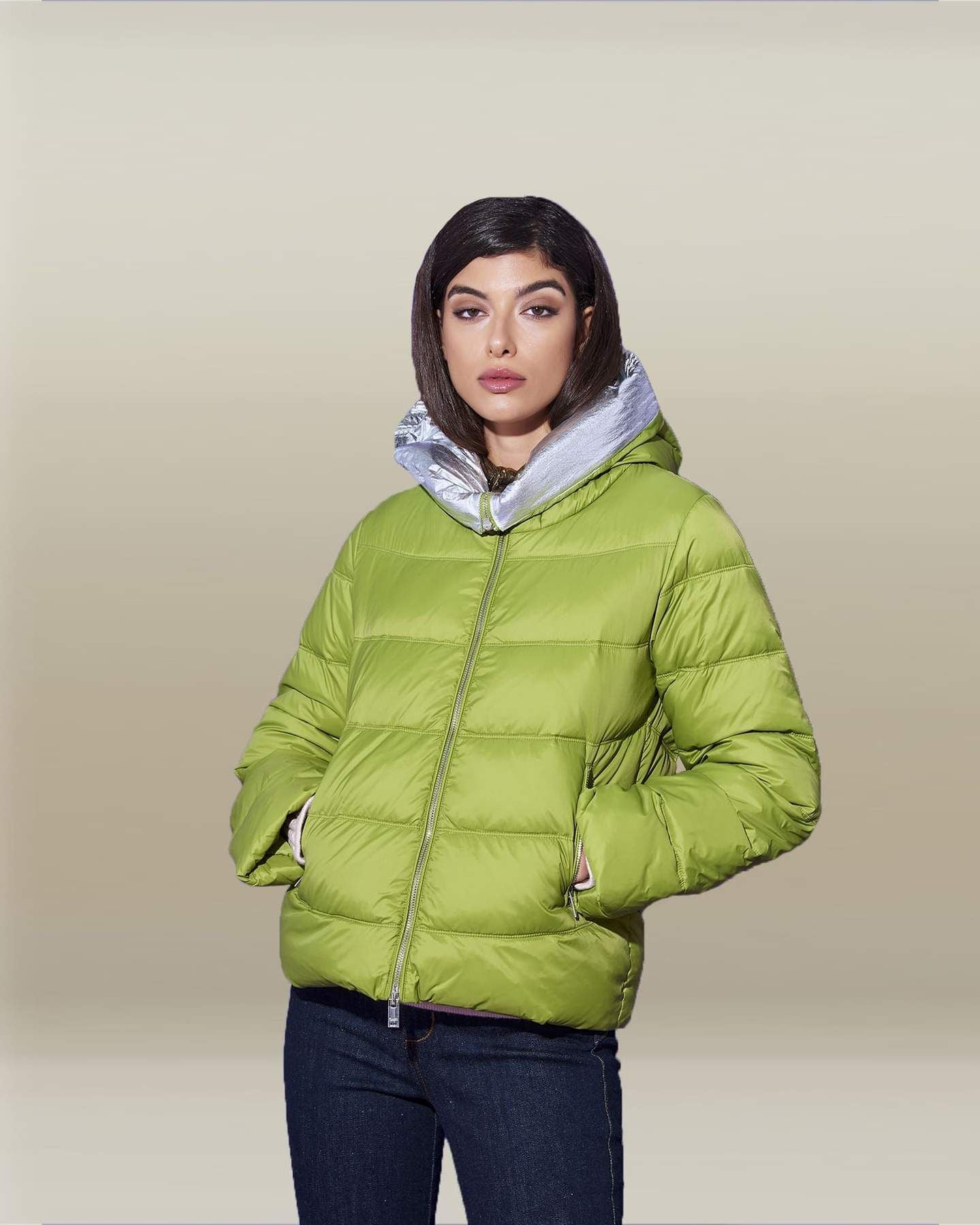 Olive Nylon Women Jacket